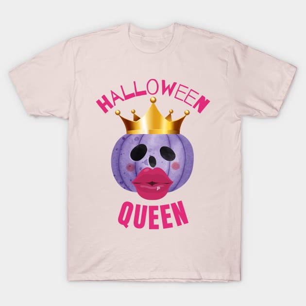 HALLOWEEN QUEEN - Funny Halloween Pumpkin Head | Halloween Costume T-Shirt by Cosmic Story Designer